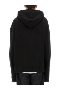 Ih Nom Uh Nit men’s black dobermann print sweatshirt with relaxed fit and ribbed cuffs in hooded style