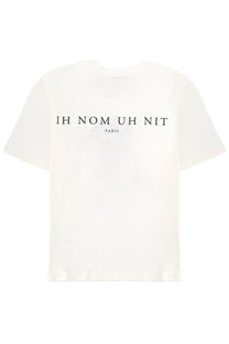 Off-white ih nom uh nit men’s oversized t-shirt with black ih nom uh nit paris lettering on the chest