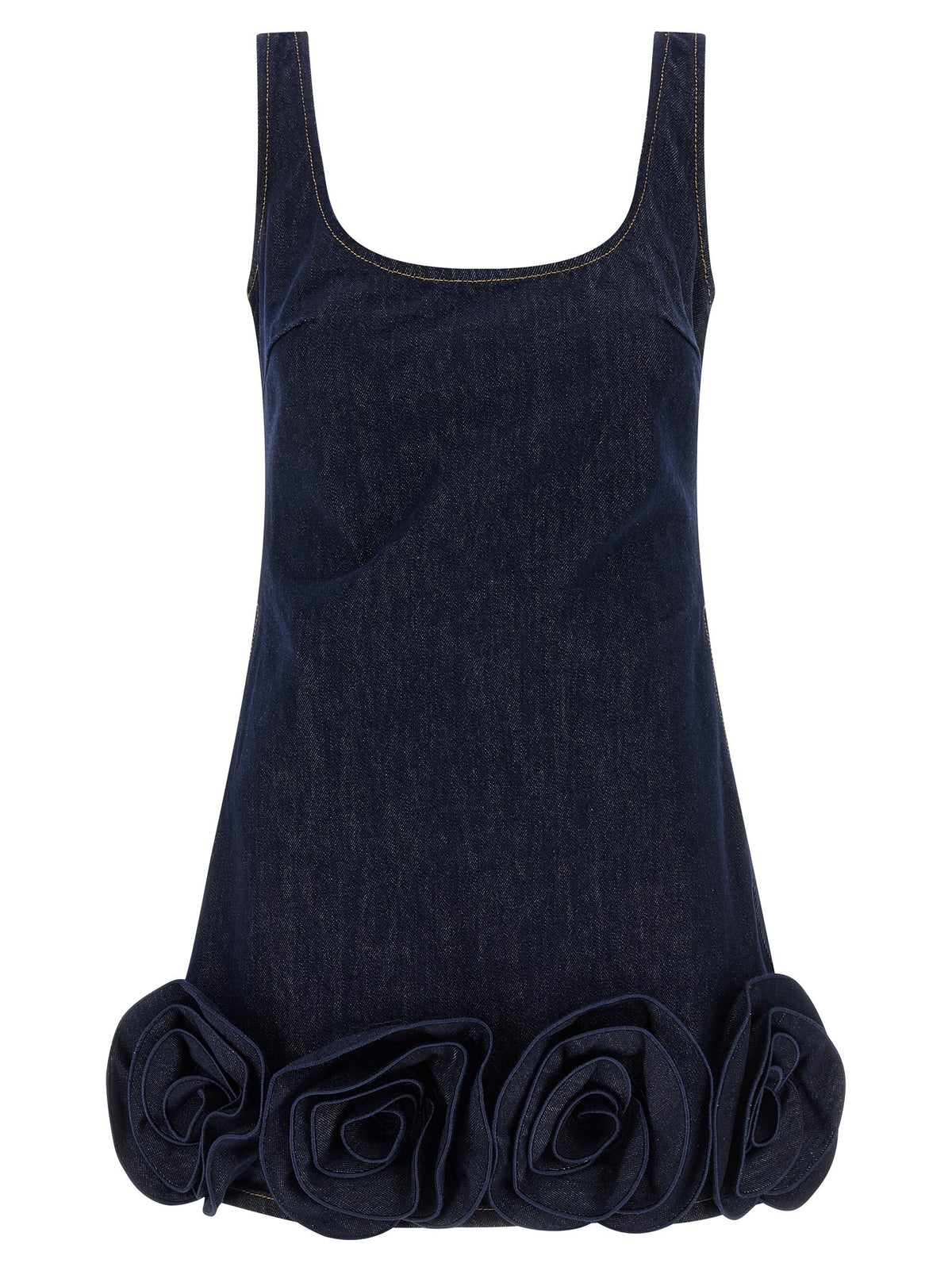 self-portrait Indigo Denim 3D Flower Mini Dress Blue