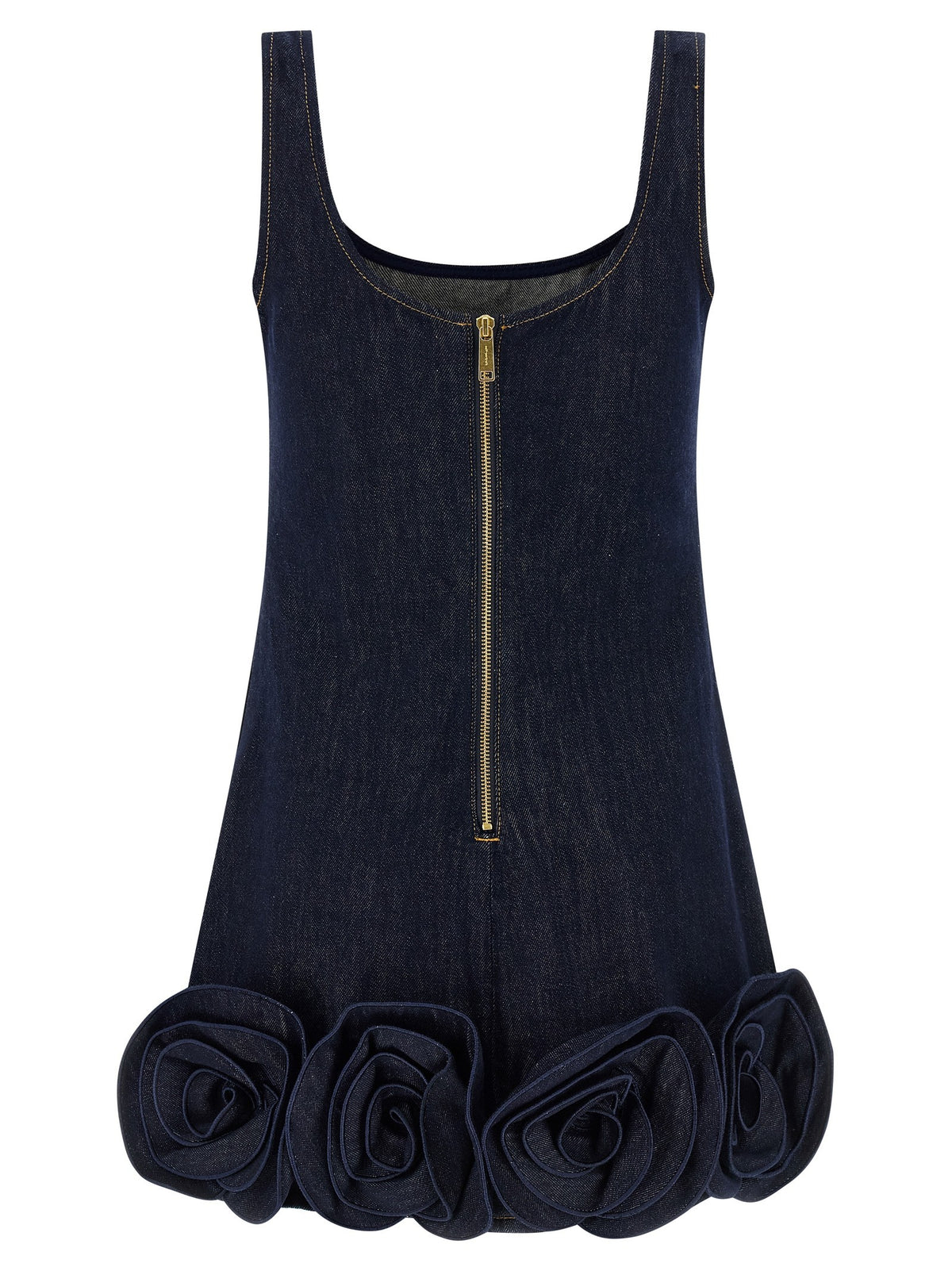 self-portrait Indigo Denim 3D Flower Mini Dress Blue