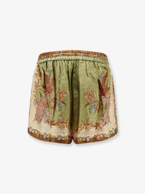 Zimmermann Women's Indra Silk Shorts Green