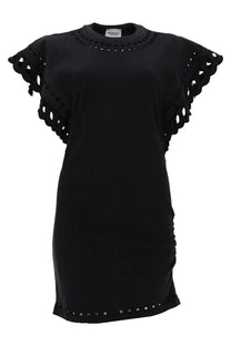Isabel Marant Étoile women’s abito orlane black dress with fitted silhouette and lace detailing on sleeves and hem