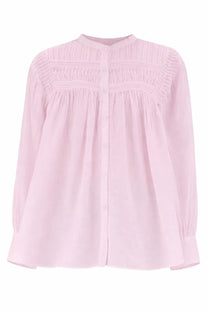 Isabel Marant Étoile women’s long-sleeved soft pink blouse with button-down front and smocking neckline details