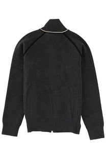 Isabel marant étoile women’s black knit cardigan with ribbed collar and white trim on sleeve seams