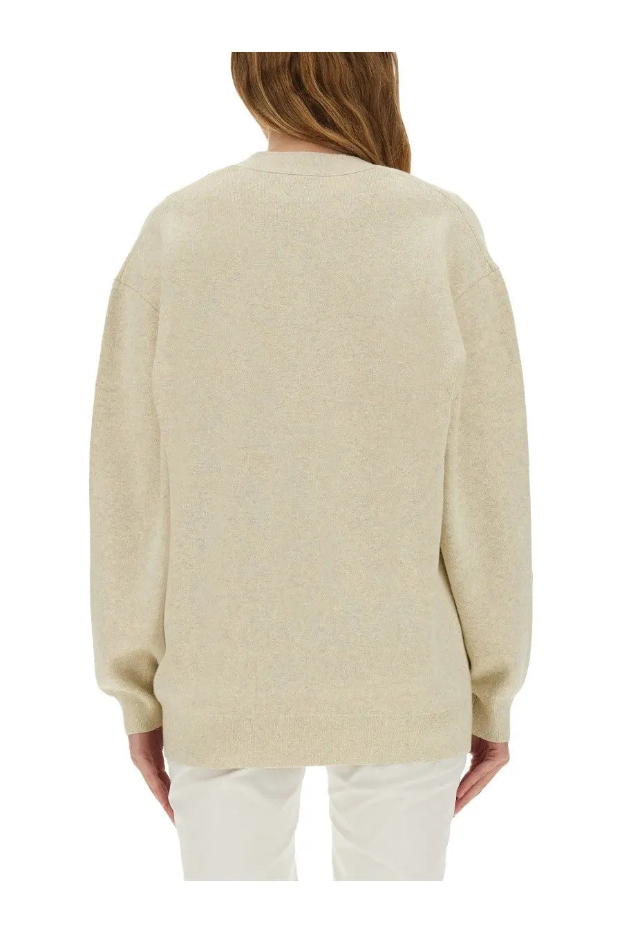 Isabel marant étoile women’s cardigan norton beige oversized knit sweater with soft textured fabric and relaxed fit