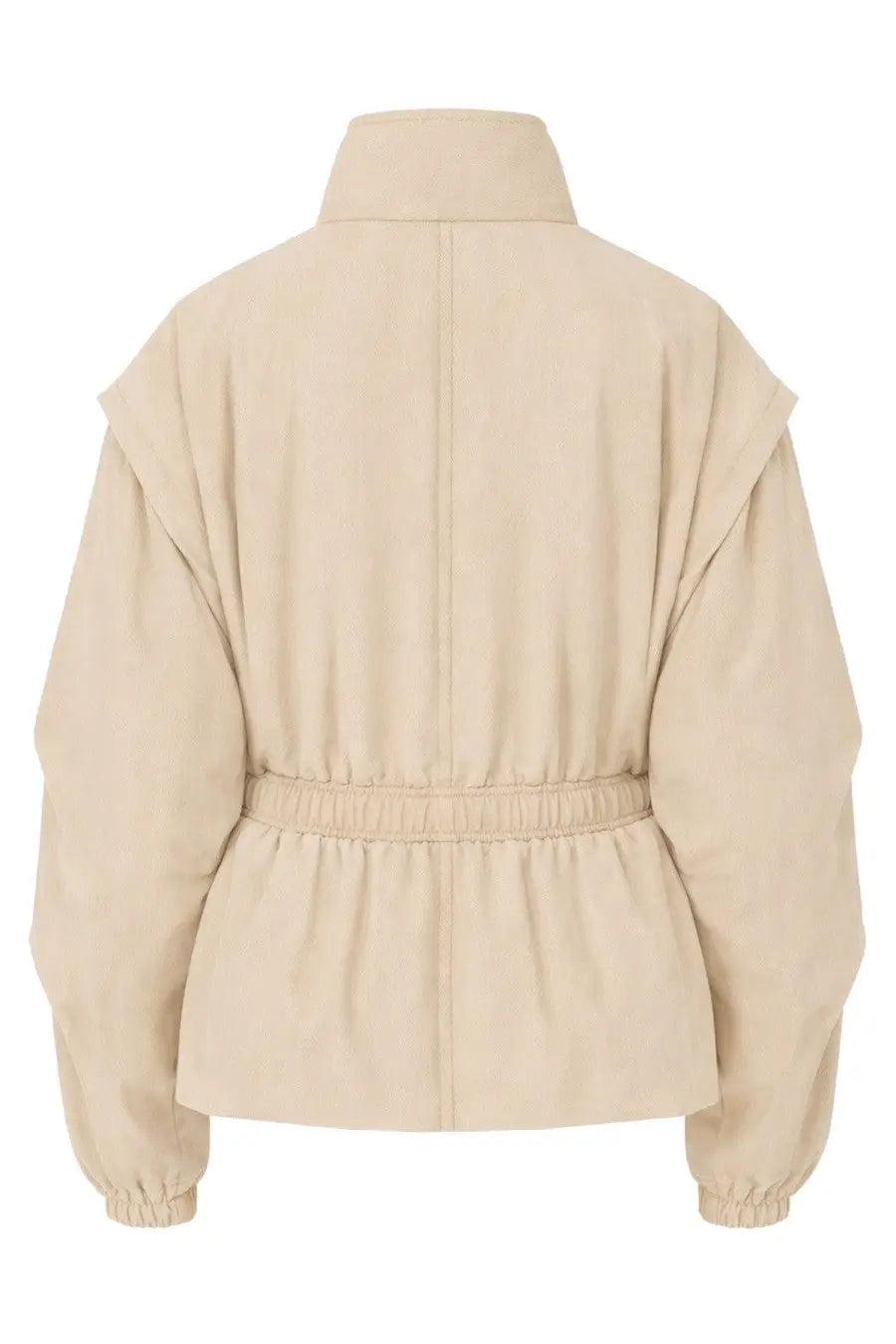 Beige isabel marant étoile women’s dastyni puffer coat with high collar elastic waistband and ruched sleeves