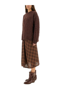 Isabel Marant étoile women’s red cable knit sweater with textured pattern and long sleeves in cozy wool blend