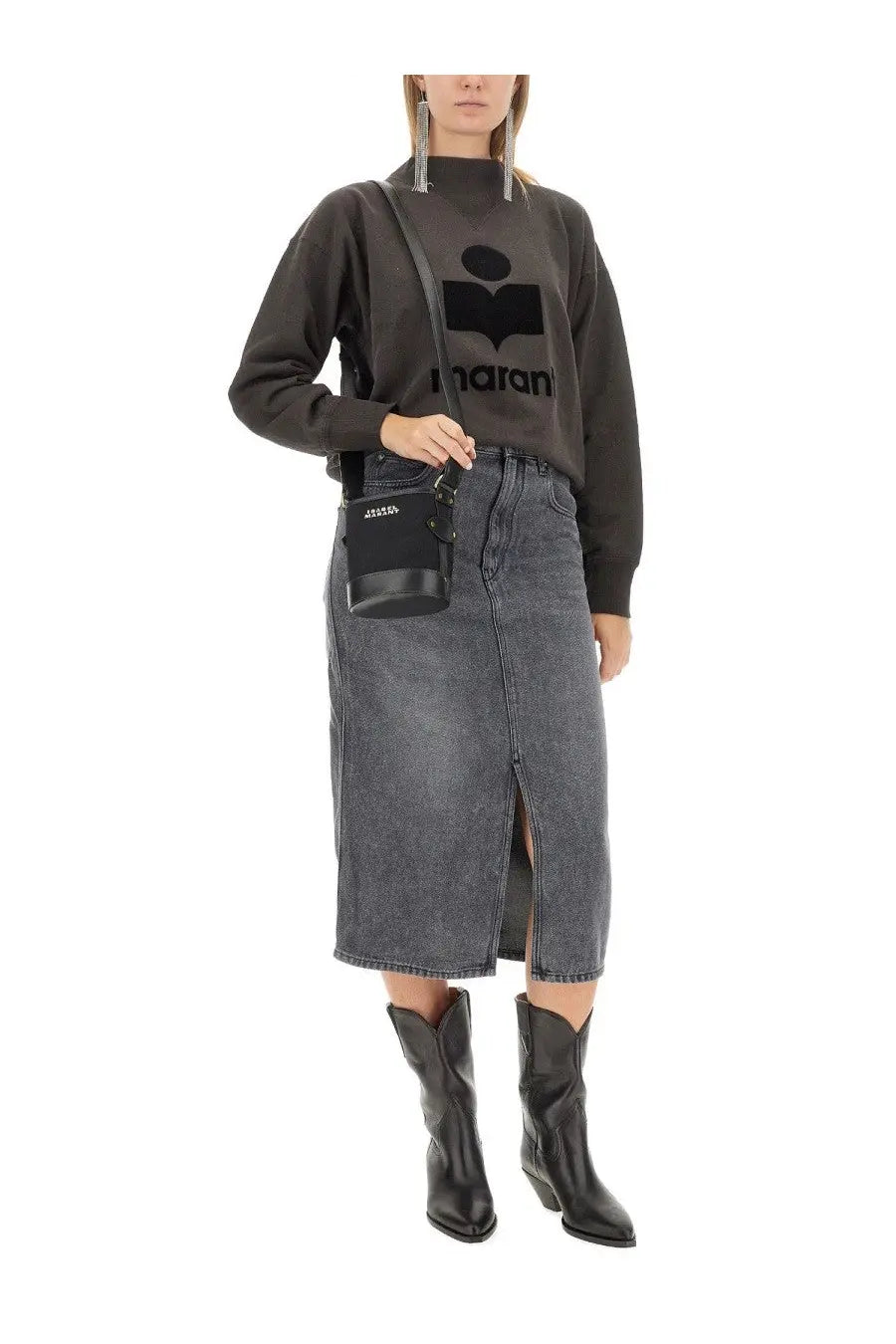 Isabel Marant étoile women’s felpa moby black crossbody bag with minimalist design and brand name on front