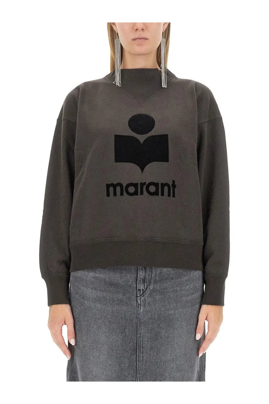 Dark gray oversized sweatshirt with bold black logo and brand name across the chest Isabel Marant Étoile Women Felpa Moby Black