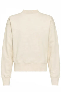 Cream-colored soft cotton crewneck sweatshirt with ribbed cuffs and hem from Isabel Marant Étoile women’s Felpa Moby White