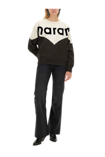Isabel Marant Étoile women’s cream and black color-blocked sweatshirt with bold narar lettering on the chest