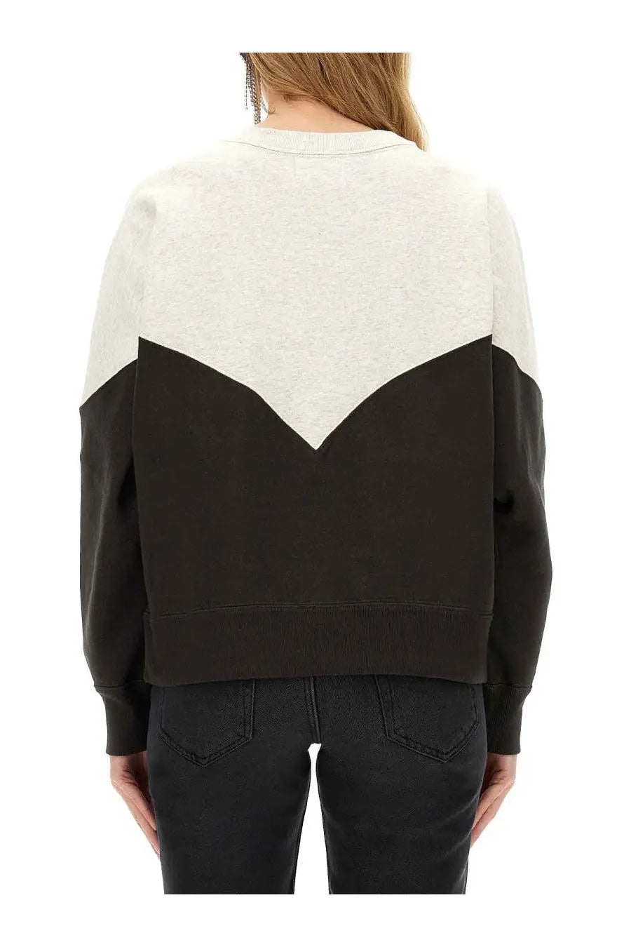 Isabel Marant Étoile women’s Houston sweatshirt black shown from the back with black and off-white color-blocked v design