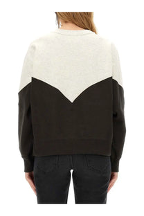 Isabel Marant Étoile women’s Houston sweatshirt black shown from the back with black and off-white color-blocked v design