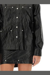 Isabel Marant Étoile women’s black nylon jacket with silver buttons and structured front design