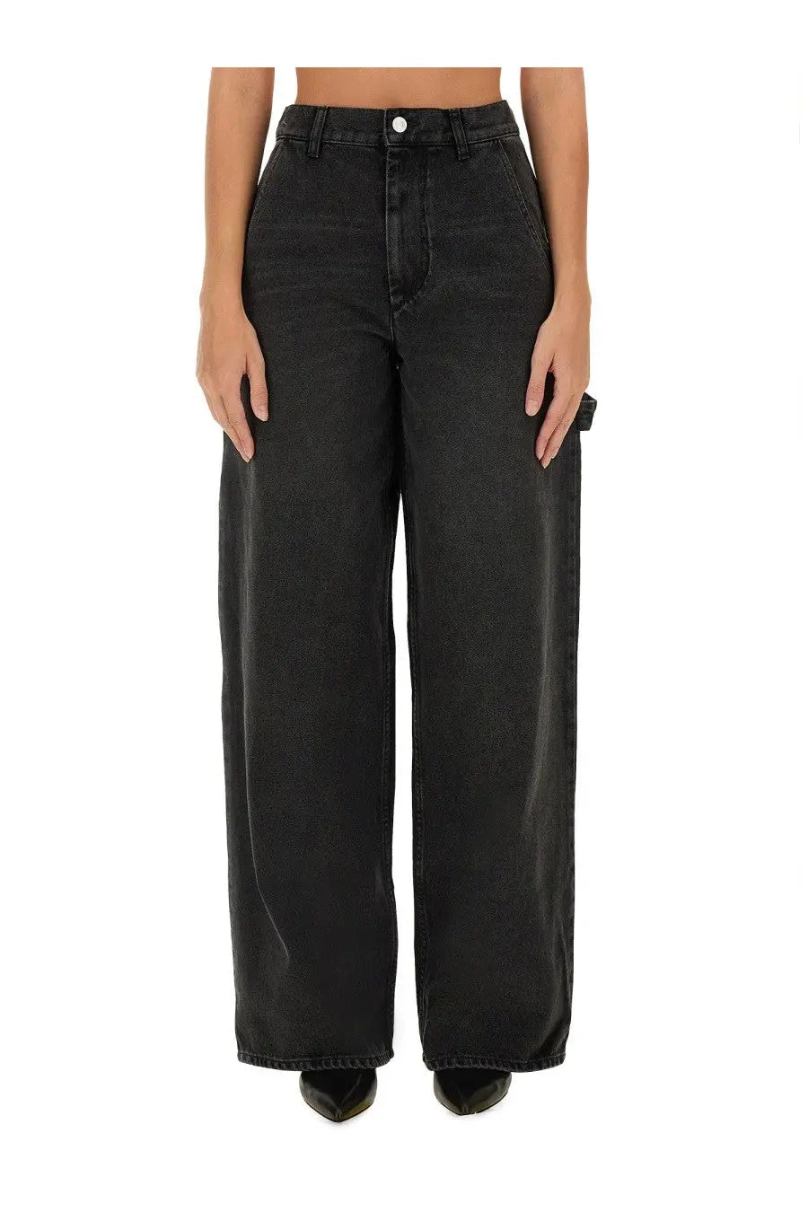 Isabel Marant Étoile women’s black high waist wide-leg denim jeans with classic five-pocket design