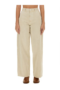 Beige high-waisted wide-leg trousers with minimalist design and subtle stitching from Isabel Marant Étoile Women’s Jeans Solene Pink