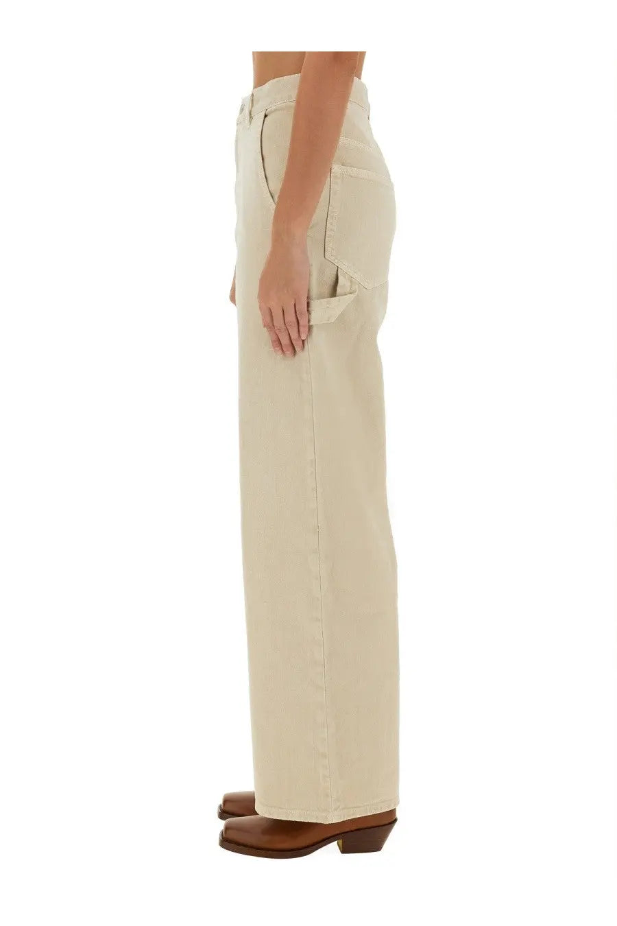 Beige wide-leg trousers with relaxed fit and visible stitching details from Isabel Marant Étoile Women’s Jeans Solene Pink