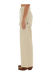 Beige wide-leg trousers with relaxed fit and visible stitching details from Isabel Marant Étoile Women’s Jeans Solene Pink