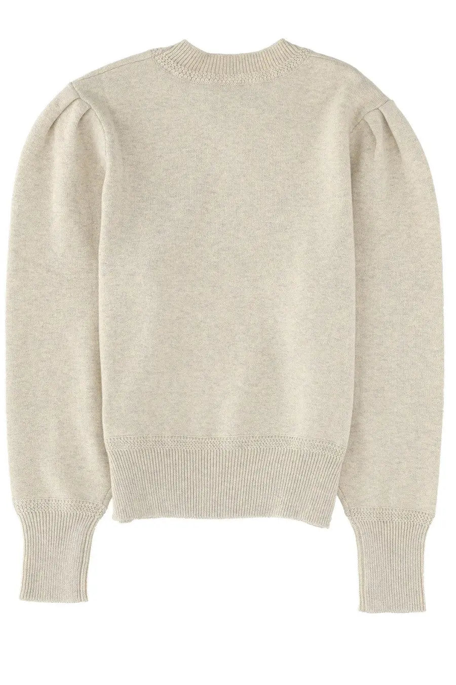 Isabel Marant Étoile women’s beige knit sweater with puffed sleeves and ribbed cuffs made from jersey fabric