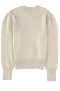 Isabel Marant Étoile women’s beige knit sweater with puffed sleeves and ribbed cuffs made from jersey fabric