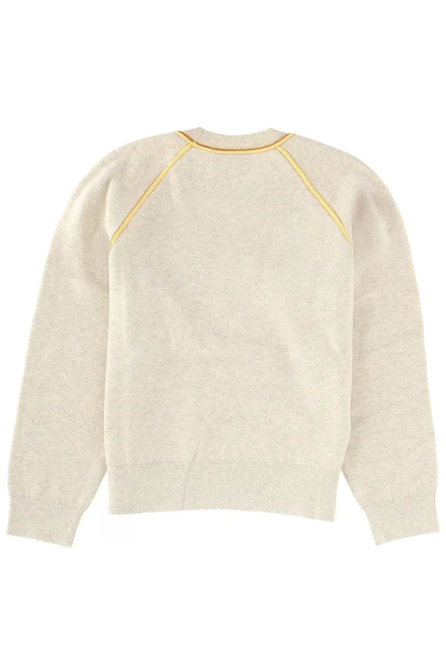 Isabel Marant Étoile women’s cream knit sweater with yellow contrast stitching along raglan sleeves and neckline