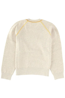 Isabel Marant Étoile women’s cream knit sweater with yellow contrast stitching along raglan sleeves and neckline