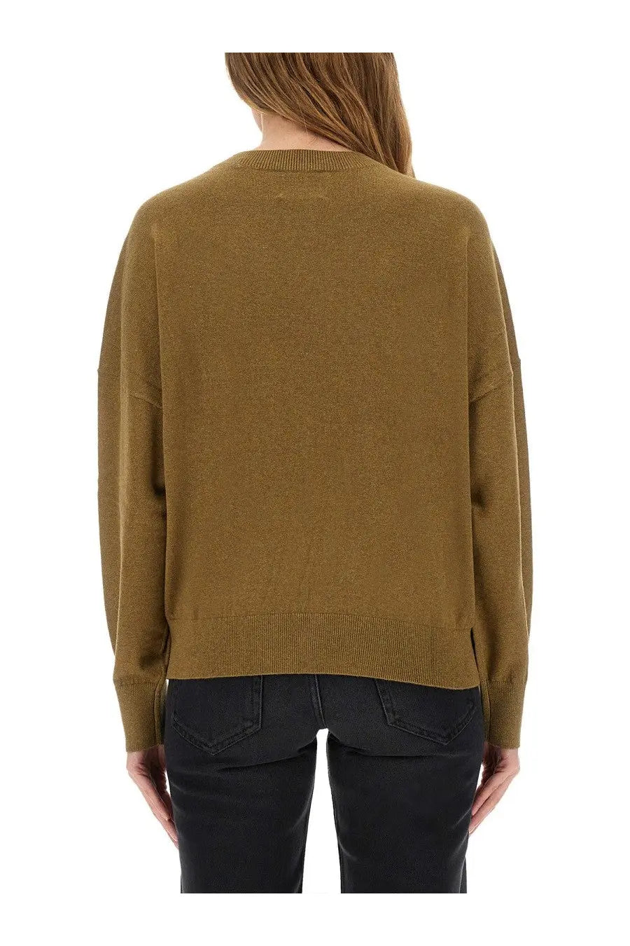 Olive green oversized knit sweater with ribbed cuffs and hem from isabel marant étoile women’s jersey marisans beige collection