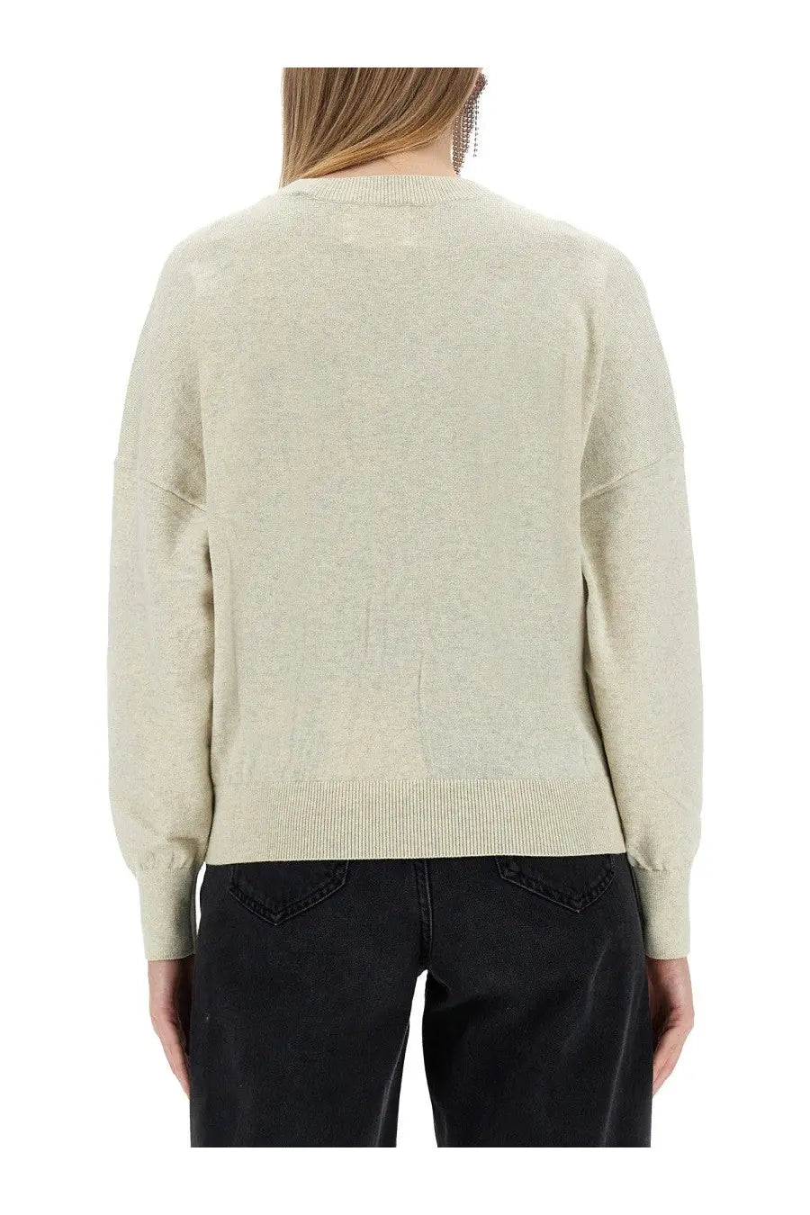 Isabel Marant étoile women’s off-white soft knit sweater with relaxed fit and ribbed cuffs in jersey marisans grey style