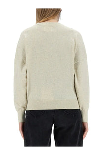 Isabel Marant étoile women’s off-white soft knit sweater with relaxed fit and ribbed cuffs in jersey marisans grey style