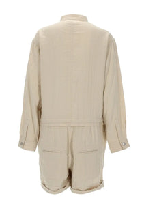 Beige linen jumpsuit with rolled cuffs and front pockets from Isabel Marant étoile womens jumpsuite betyna beige