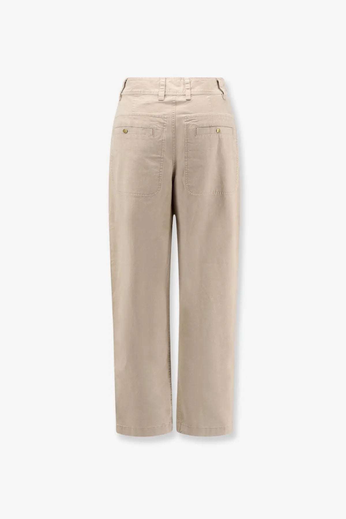 Beige wide-leg isabel marant étoile kiana denim trousers in relaxed fit with two back pockets and subtle stitching details shown from the back
