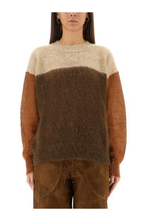 Isabel Marant Étoile women’s Madeline sweater multicolor cozy three-tone mohair knit with cream brown and rust colors