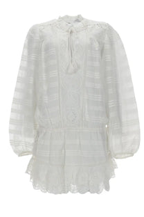 Isabel Marant Étoile women’s mini abito preya white embroidered blouse with delicate lace and ruffled hem