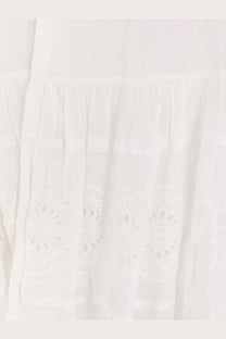 Isabel Marant Étoile white organic cotton skirt with delicate eyelet lace embroidery for women