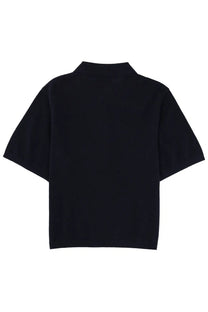 Black short-sleeved polo shirt with classic collar and smooth fabric from isabel marant étoile womens althea blue collection