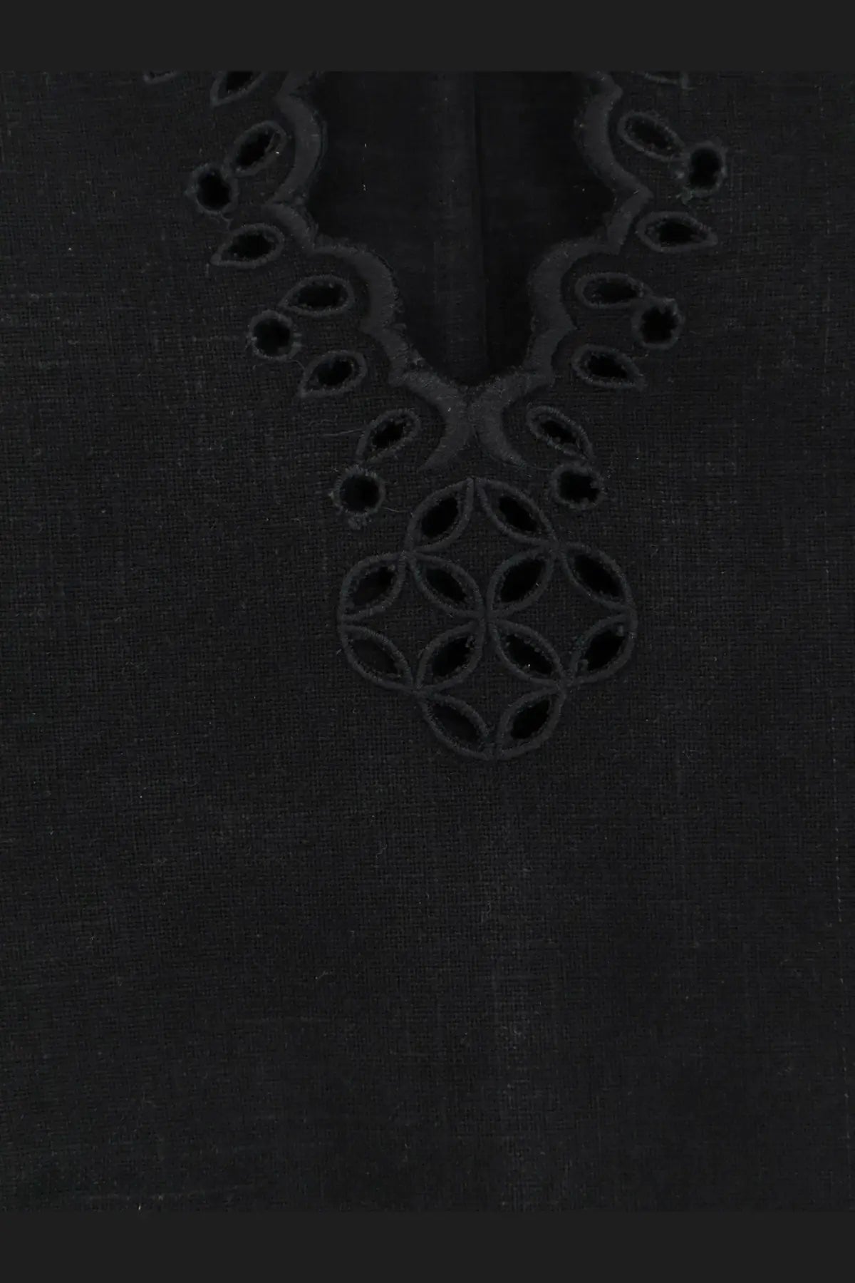 Isabel Marant Étoile women’s black cotton Sherazade short dress with intricate eyelet lace embroidered top neckline