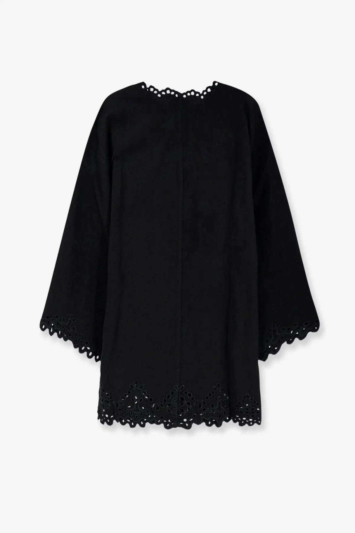 Isabel Marant étoile women’s black cotton Sherazade short dress with black embroidery and delicate lace trim