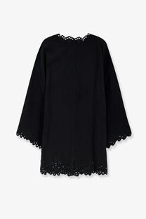 Isabel Marant étoile women’s black cotton Sherazade short dress with black embroidery and delicate lace trim