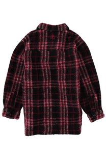 Isabel Marant Étoile women’s long-sleeved flannel shirt in bold black and maroon plaid with soft textured fabric