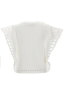 Isabel Marant Étoile women’s white blouse with delicate eyelet detailing along the neckline and sleeves