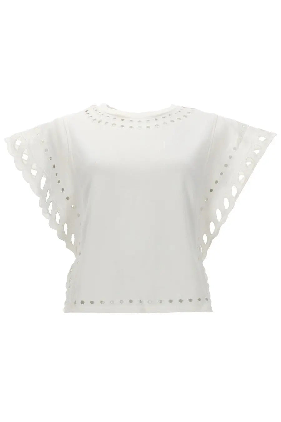 Isabel Marant Étoile women’s white blouse with delicate eyelet detailing and wide flutter sleeves