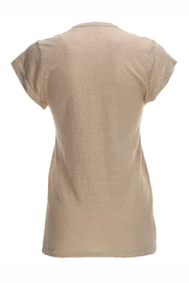 Isabel Marant Étoile women’s beige short-sleeved t-shirt with soft textured fabric and classic crew neckline