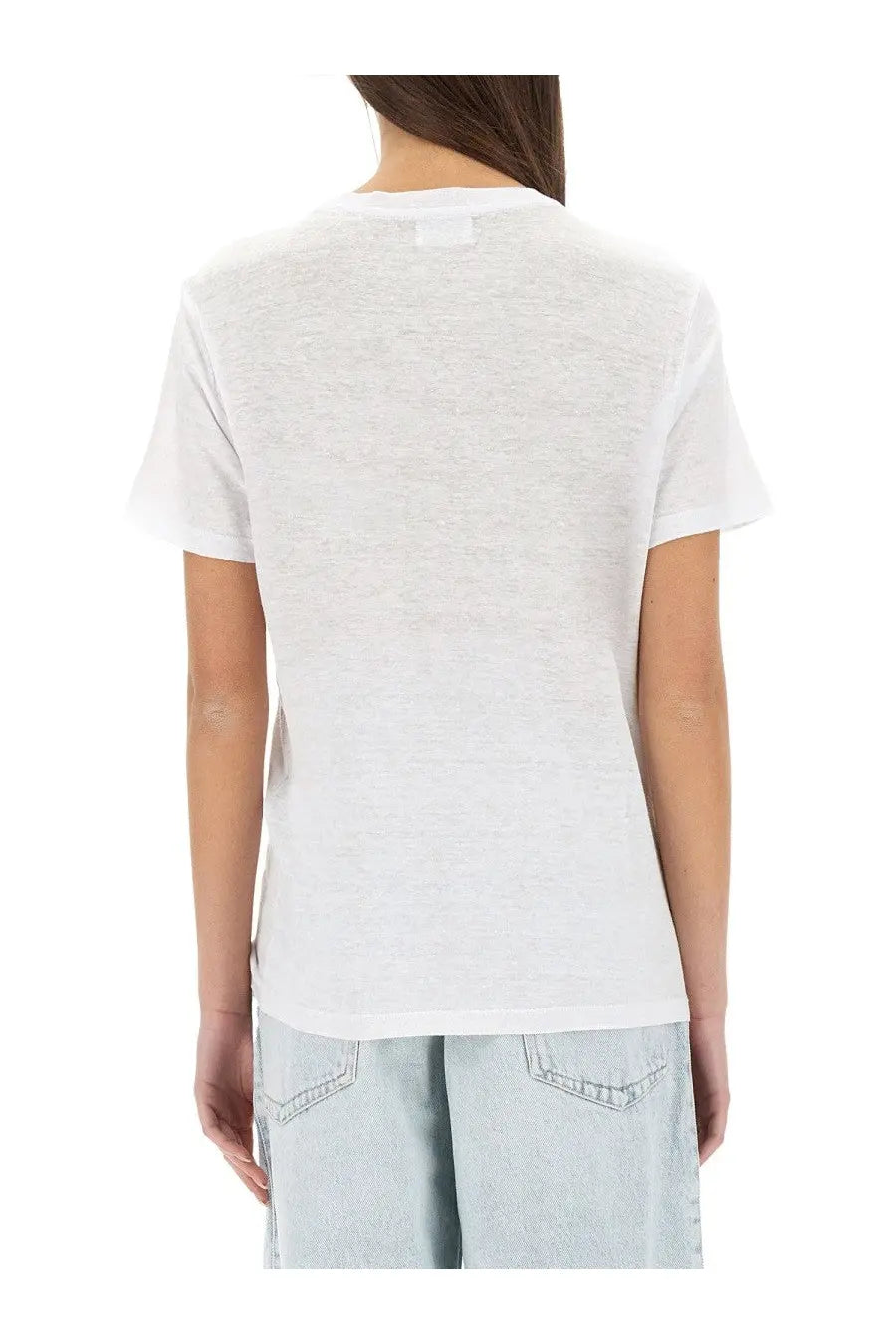 Isabel Marant Étoile women’s white cotton t-shirt with slight texture crew neck and short sleeves