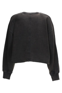 Isabel Marant Étoile women’s black cropped sweatshirt with relaxed fit ribbed cuffs and soft cotton fabric