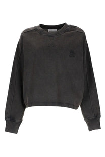 Isabel Marant Étoile women’s black cropped sweatshirt with subtle faded texture and small embroidered logo on chest