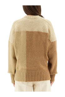 Isabel Marant Étoile women’s sweater daryl beige two-tone knit with beige upper and warm brown lower panel ribbed cuffs and hem