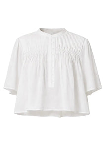 Isabel Marant Étoile women’s white blouse with smocked detailing and button-front design in lightweight fabric