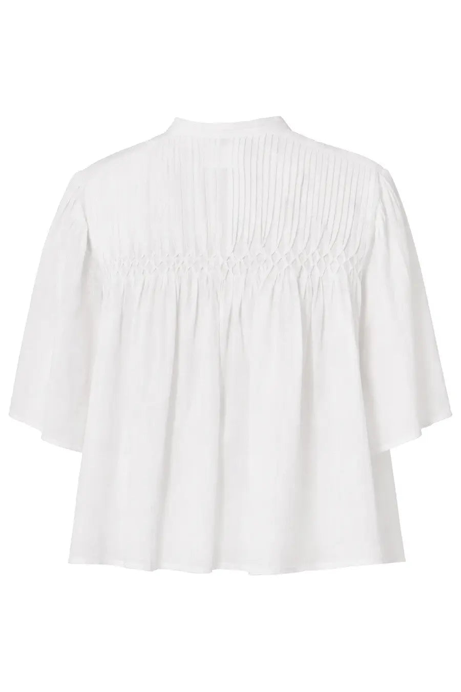 Isabel Marant Étoile women’s white lightweight blouse with gathered neckline and smocked back detailing visible