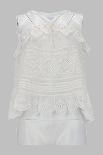 Isabel Marant Étoile women’s white lace top with delicate eyelet patterns and ruffled trim
