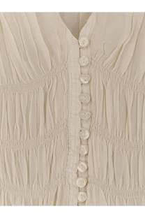 Cream-colored isabel marant étoile women’s viscose briane dress with v-neckline and decorative circular buttons